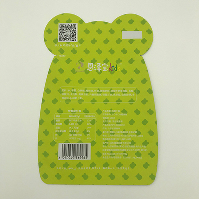 80g VMPET Kantong Plastik Berbentuk Kustom Kantong Ritsleting Die Cut