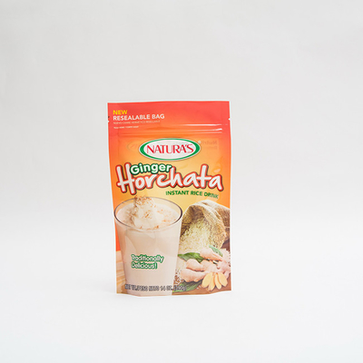 14OZ Printed Plastic Stand Up Pouch Beras Instan Tas Kemasan Ziplock Kustom