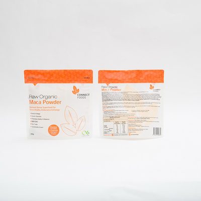 250g Maca Powder Food Packaging Bags 120MIC Stand Up Pouch Dengan Ritsleting