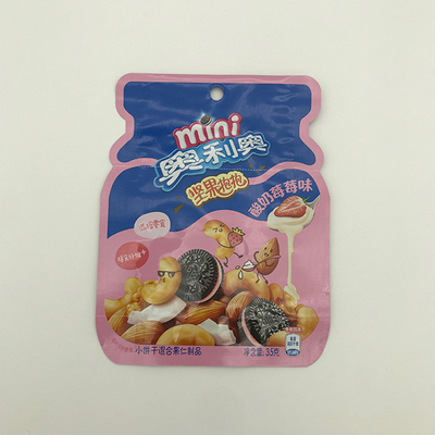 60g 100g Tas Berbentuk Kustom Laminated Plastic Zip Lock Pouch Side Gusset