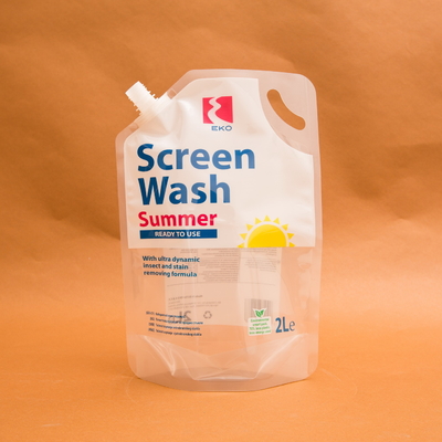 2L Plastic Stand Up Liquid Spout Pouch Bags Untuk Pencucian Layar Cairan