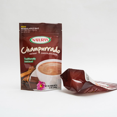 340g Champurrado Stand Up Pouch Tas Kemasan Hocolate Instan Dengan Ritsleting