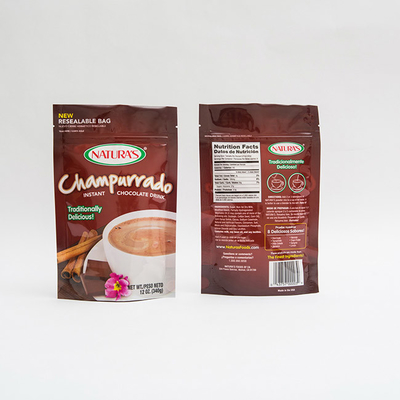 340g Champurrado Stand Up Pouch Tas Kemasan Hocolate Instan Dengan Ritsleting