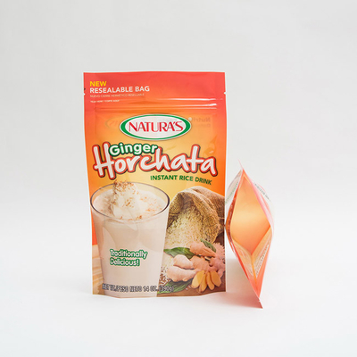 14OZ Printed Plastic Stand Up Pouch Beras Instan Tas Kemasan Ziplock Kustom