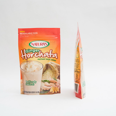 14OZ Printed Plastic Stand Up Pouch Beras Instan Tas Kemasan Ziplock Kustom