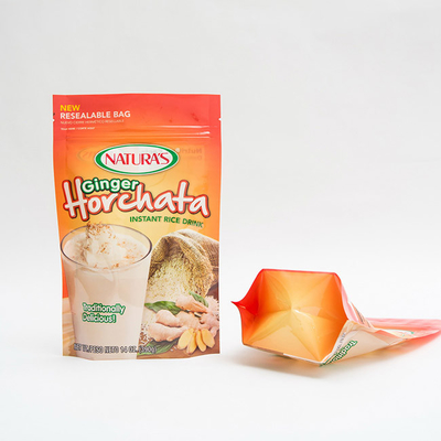 14OZ Printed Plastic Stand Up Pouch Beras Instan Tas Kemasan Ziplock Kustom