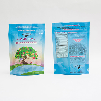 12OZ 100mm Kustom Dicetak Ritsleting Plastik Ziplock Pouch Kemasan Untuk Granola Sereal