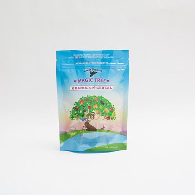 12OZ 100mm Kustom Dicetak Ritsleting Plastik Ziplock Pouch Kemasan Untuk Granola Sereal