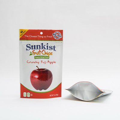 1OZ Keripik Apel Kering Stand Up Pouch Bag Dengan Zip Lock Custom Zip Bag Packaging