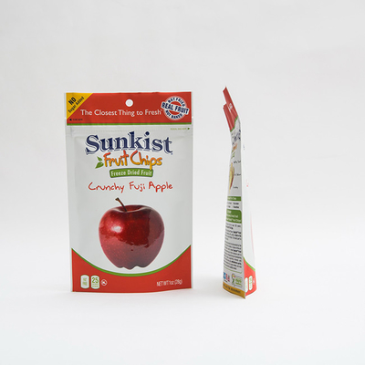 1OZ Keripik Apel Kering Stand Up Pouch Bag Dengan Zip Lock Custom Zip Bag Packaging