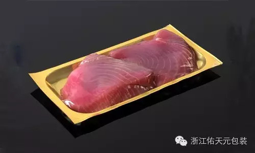 422mm Golden Thermoforming Film Untuk Paket Kulit Sosis Daging Kemasan Bungkus Plastik