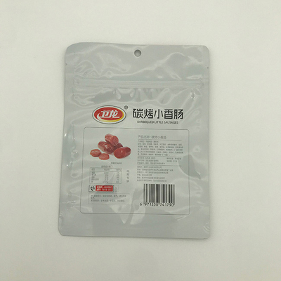 180g AL7 Kantong Plastik Untuk Tas Kemasan Makanan Sosis Panggang Char Dengan Ritsleting
