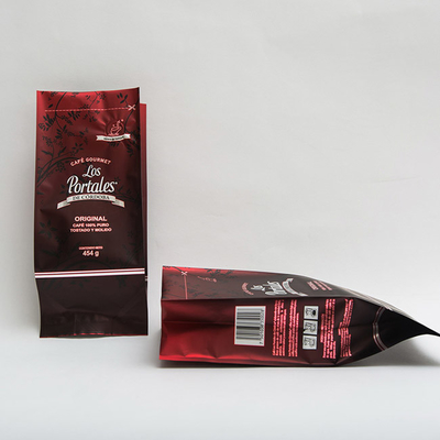 454g 280 X 100mm Dicetak Kantong Kopi Bawah Datar Dengan Katup Untuk Biji Kopi BOPP