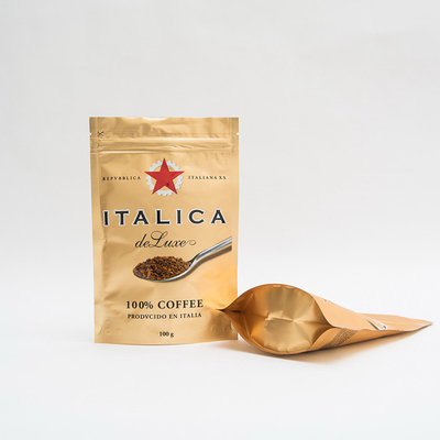 100g AL7 Tas Kemasan Kopi Aluminium Foil Stand Up Tas Biji Kopi Kustom