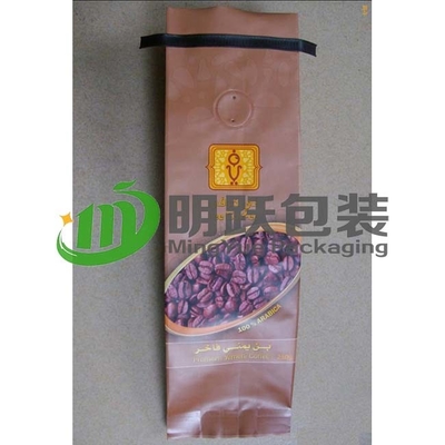 Quad Seal 500g Kopi PET12 Tas Foil Cetak Kustom Dengan Katup Udara Dan Tie Timah
