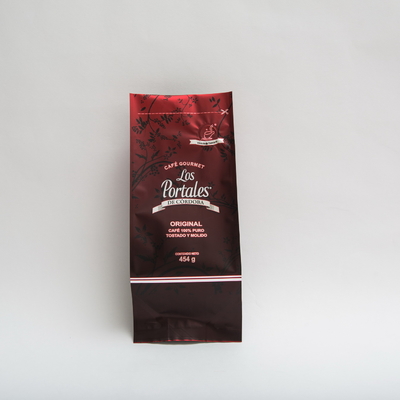 454g 280 X 100mm Dicetak Kantong Kopi Bawah Datar Dengan Katup Untuk Biji Kopi BOPP