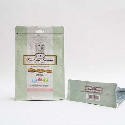 17.77OZ 75mm Tas Kemasan Makanan Hewan Peliharaan Doggy Dental Chews Kantong Bawah Datar Dengan Ritsleting