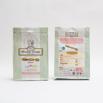 17.77OZ 75mm Tas Kemasan Makanan Hewan Peliharaan Doggy Dental Chews Kantong Bawah Datar Dengan Ritsleting